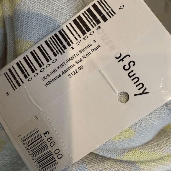 NWT House of Sunny Hibiscus Aarons Knit Floral Pants Yellow Blue Vol 18 Size 4 - Picture 9 of 14